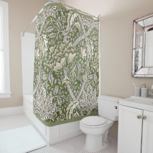 : William Morris Windrush Groen Patroon: Vintage Douchegordijn