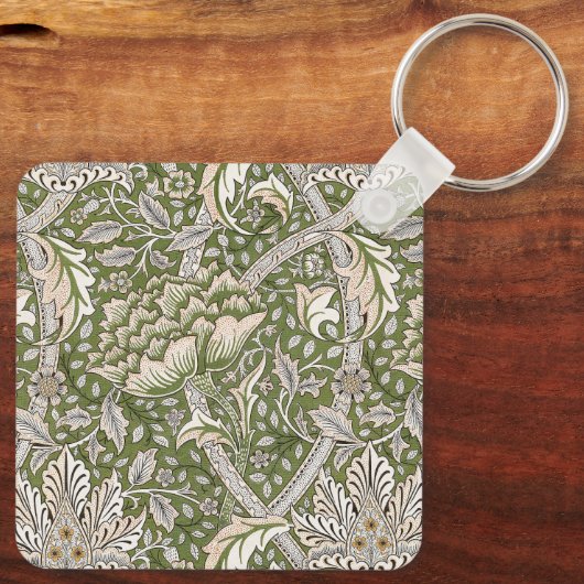 : William Morris Windrush Groen Patroon: Vintage Sleutelhanger (Achterkant)
