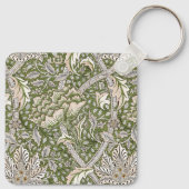 : William Morris Windrush Groen Patroon: Vintage Sleutelhanger (Achterkant)