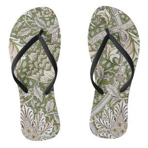 : William Morris Windrush Groen Patroon: Vintage Teenslippers
