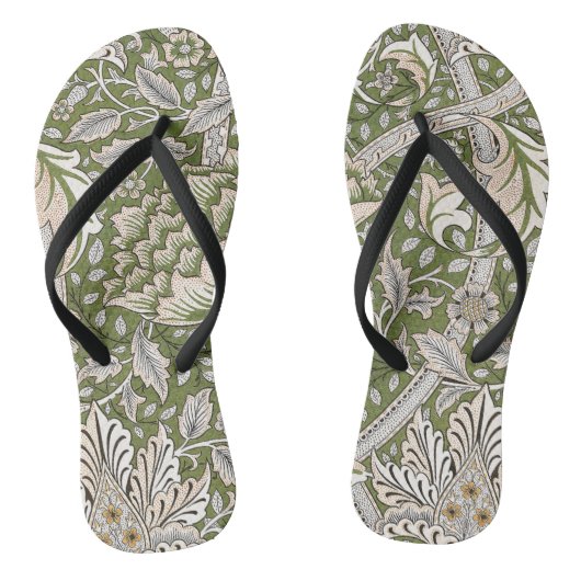 : William Morris Windrush Groen Patroon: Vintage Teenslippers (Voetbed)