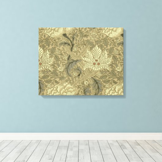 William Morris Windrush Wallpaper Pattern Canvas Afdruk (Insitu (Houten vloer))
