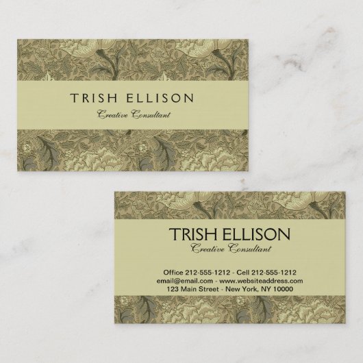 William Morris Windrush Wallpaper Pattern Visitekaartje (Voorkant / Achterkant)