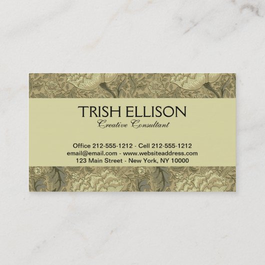 William Morris Windrush Wallpaper Pattern Visitekaartje (Achterkant)