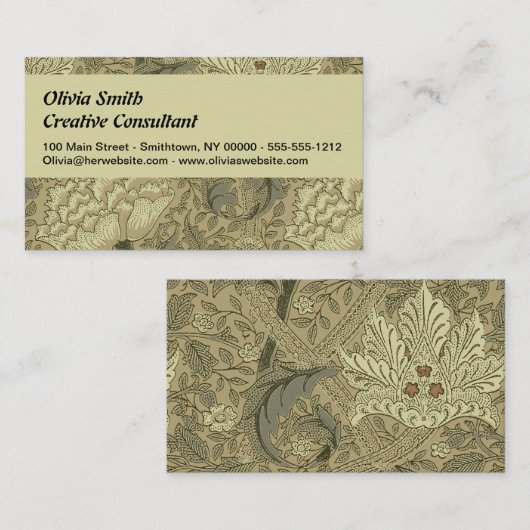William Morris Windrush Wallpaper Pattern Visitekaartje (Voorkant / Achterkant)