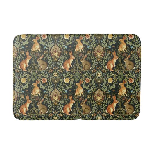 William Morris Woodland Floral Rabbits Christmas Badmat (Voorkant)