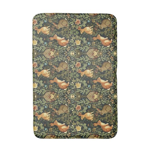 William Morris Woodland Floral Rabbits Christmas Badmat (Voorkant Verticaal)