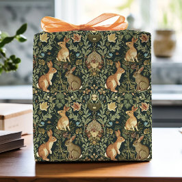 William Morris Woodland Floral Rabbits Christmas Cadeaupapier