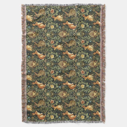 William Morris Woodland Floral Rabbits Christmas Deken (Voorkant Verticaal)