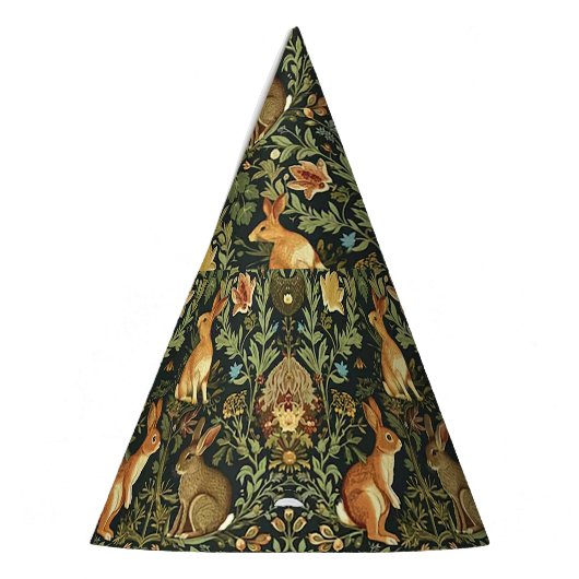 William Morris Woodland Floral Rabbits Christmas Feesthoedjes (Links)