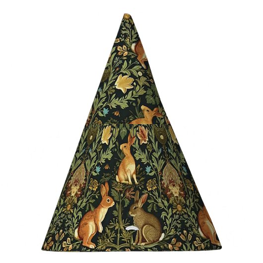 William Morris Woodland Floral Rabbits Christmas Feesthoedjes (Rechts)