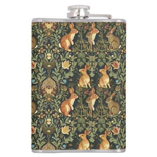 William Morris Woodland Floral Rabbits Christmas Heupfles (Achterkant)