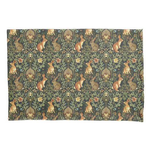 William Morris Woodland Floral Rabbits Christmas Kussensloop (Voorkant)