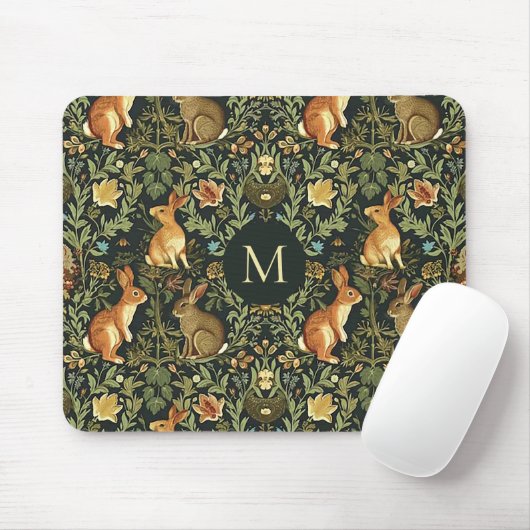 William Morris Woodland Floral Rabbits Christmas Muismat (Met muis)