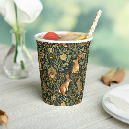 William Morris Woodland Floral Rabbits Christmas Papieren Bekers
