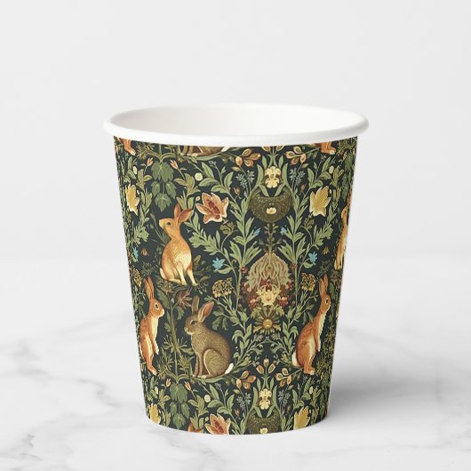 William Morris Woodland Floral Rabbits Christmas Papieren Bekers (Achterkant)