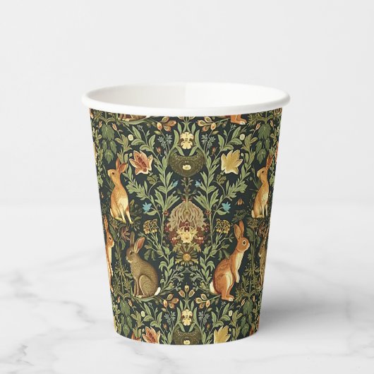 William Morris Woodland Floral Rabbits Christmas Papieren Bekers (Links)