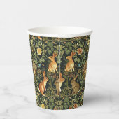William Morris Woodland Floral Rabbits Christmas Papieren Bekers (Rechts)
