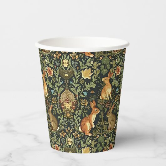 William Morris Woodland Floral Rabbits Christmas Papieren Bekers (Voorkant)