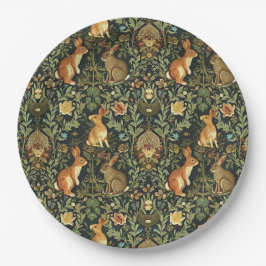 William Morris Woodland Floral Rabbits Christmas Papieren Bordje