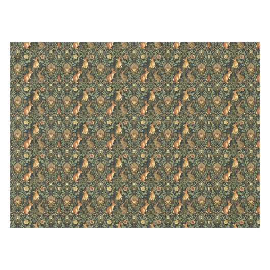 William Morris Woodland Floral Rabbits Christmas Tafelkleed (Voorkant (Horizontaal))