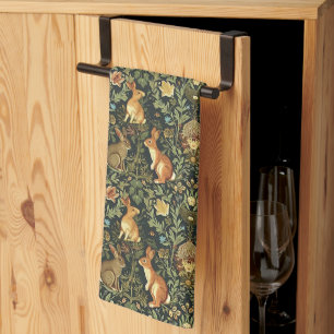 William Morris Woodland Floral Rabbits Christmas Theedoek