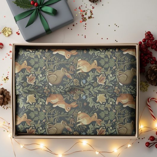 William Morris Woodland Floral Rabbits Christmas Tissuepapier