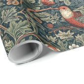 William Morris Woodland Florals Birds Christmas Cadeaupapier (Rol Hoek)