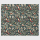 William Morris Woodland Florals Birds Christmas Cadeaupapier (Vlak)