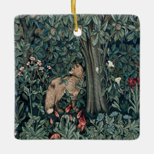 William Morris Woodland Tapestry Fox Keramisch Ornament (Voorkant)