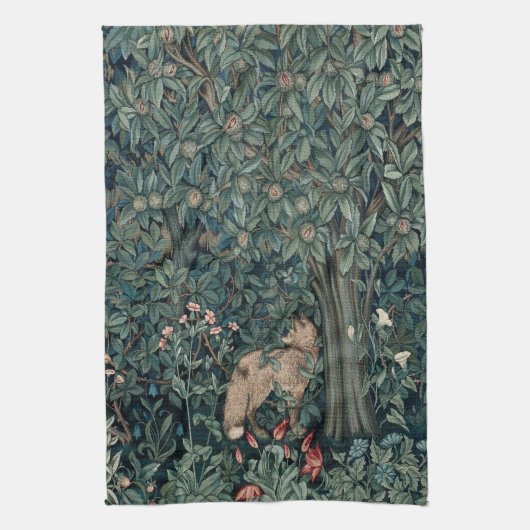 William Morris Woodland Tapestry Fox Theedoek (Verticaal)