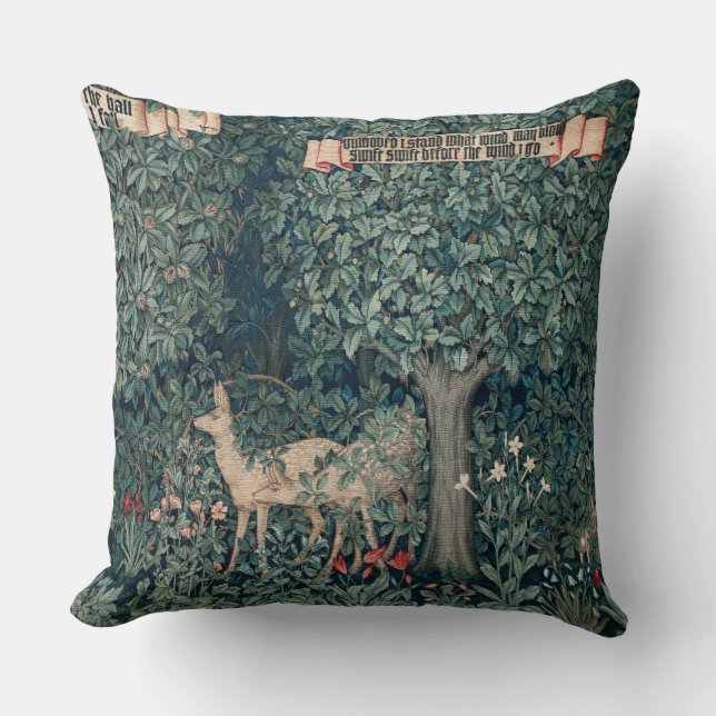 William Morris Woodland Tapestry Herten Stag Kussen (Voorkant)