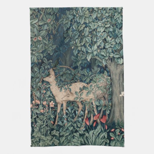 William Morris Woodland Tapestry Herten Stag Theedoek (Verticaal)