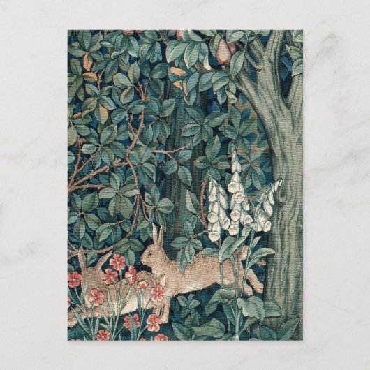 William Morris Woodland Tapestry Konijnen Briefkaart (Voorkant)