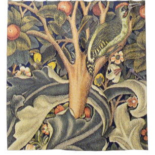 William Morris Woodpecker Douchegordijn