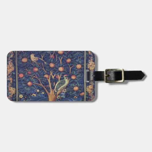William Morris Woodpecker Tapestry Arts & Crafts Bagagelabel (Voorkant horizontaal)