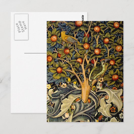 William Morris Woodpecker Tapestry Arts & Crafts Briefkaart (Voorkant / Achterkant)