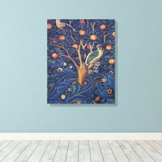 William Morris Woodpecker Tapestry Arts & Crafts Canvas Afdruk (Insitu (Houten vloer))