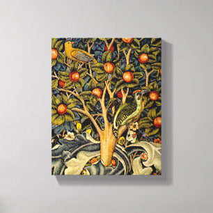 William Morris Woodpecker Tapestry Arts & Crafts Canvas Afdruk