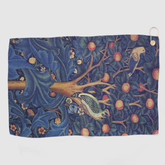 William Morris Woodpecker Tapestry Arts & Crafts Golfhanddoek (Horizontaal)