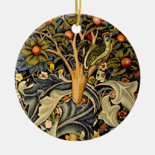 William Morris Woodpecker Tapestry Arts & Crafts Keramisch Ornament (Voorkant)