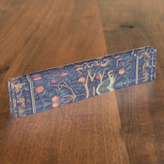 William Morris Woodpecker Tapestry Arts & Crafts Naambordje (Zijkant)