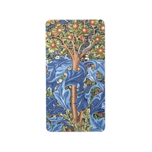 William Morris Woodpecker Tapestry Floral  Etiket (Voorkant)