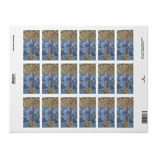 William Morris Woodpecker Tapestry Floral  Etiket (Full Sheet)