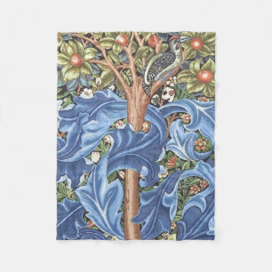 William Morris Woodpecker Tapestry Floral  Fleece Deken