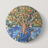 William Morris Woodpecker Tapestry Floral Ronde Button 7,6 Cm (Voorkant)