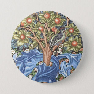 William Morris Woodpecker Tapestry Floral  Ronde Button 7,6 Cm