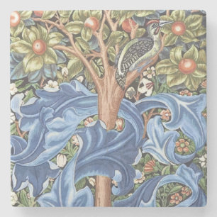 William Morris Woodpecker Tapestry Floral  Stenen Onderzetter