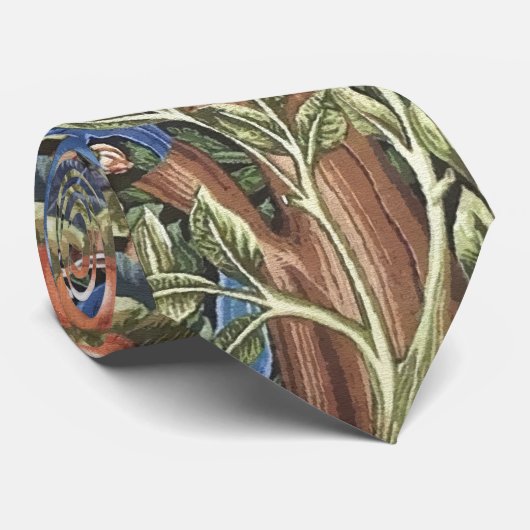 William Morris Woodpecker Tapestry Floral  Stropdas (Opgerold)