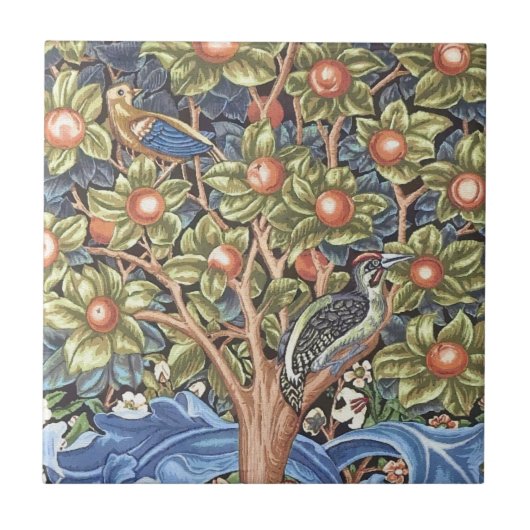 William Morris Woodpecker Tapestry Floral  Tegeltje (Voorkant)